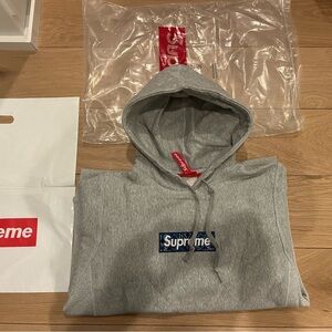 Supreme Heather Gray Box Logo Hoodie